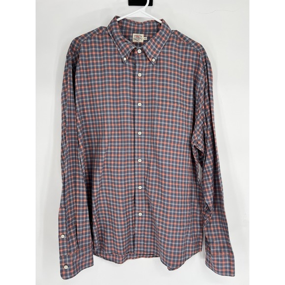 Faherty Other - Faherty Mens Reddish Blue Gray Plaid Button Up Long Sleeve Cotton Shirt XL